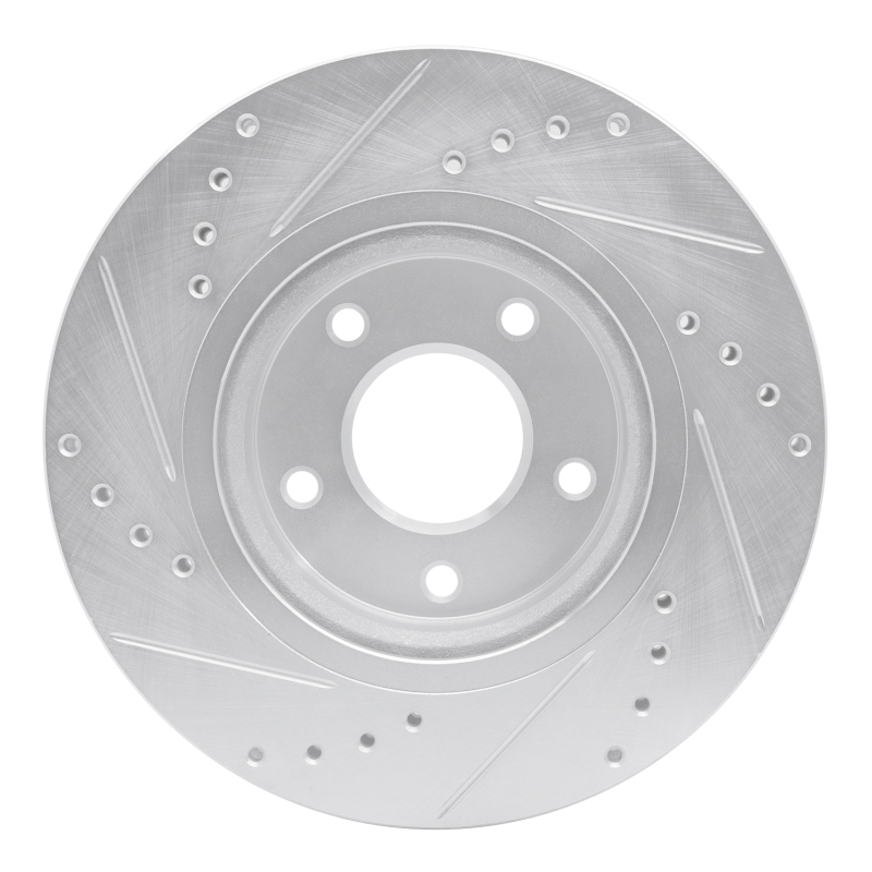 Nissan Rogue Brake Rotor (1) - Front Right - R1 Concepts - Drilled & Slotted - Silver - `14-`23